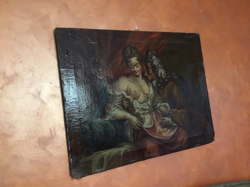 🌈 Antico dipinto olio su tela 19’secolo 70 x 90 cm - Foto 11 di 14