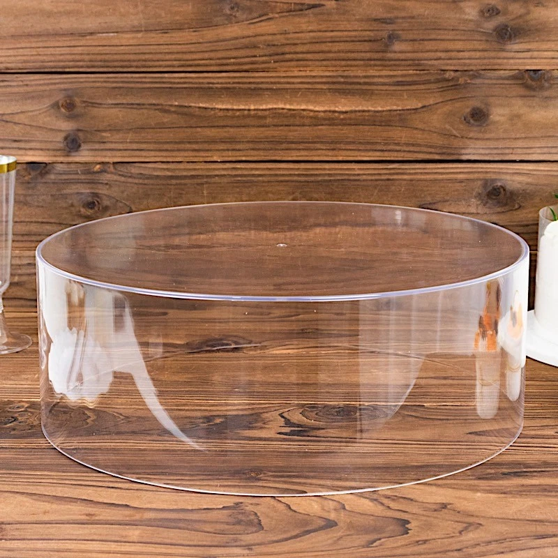 SOPORTE PARA PASTELES Acrílico Redondo 14" CLARO Caja de Exhibición Pedestal Elevador Decoraciones de Fiesta Foto 4 de 4