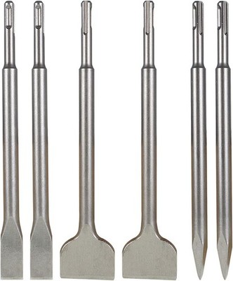 6PCS SDS Plus Rotary Hammer Drill Bit Set Pointed Chisel Flat Chisel Wide Chisel