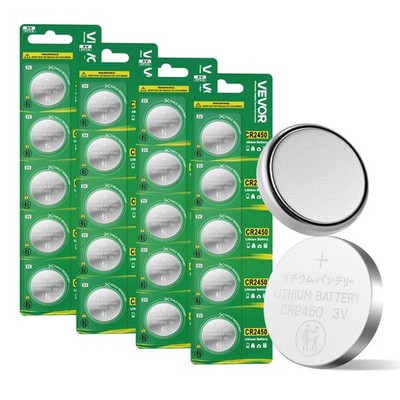 CR2450 Lithium Battery, 20 Count (Pack of 4) Lithium Coin Battery, Non-Mercury a