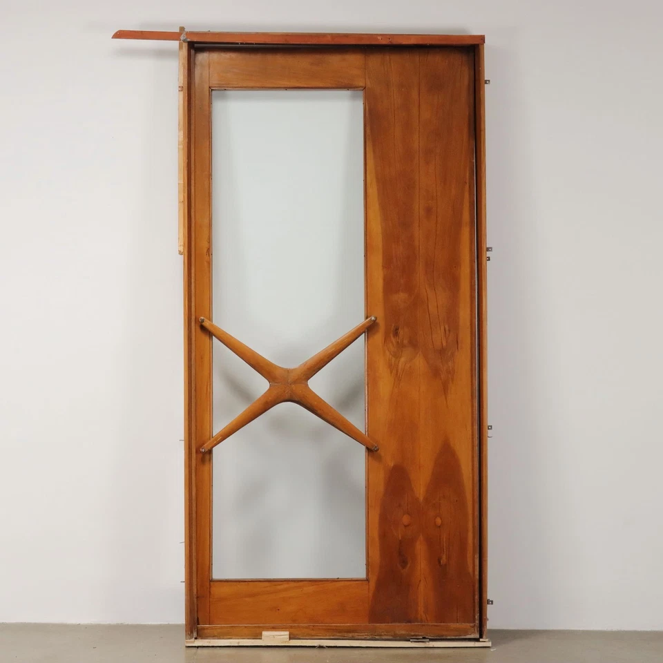 Puerta Vintage Grande Haya Maciza Chapa Nogal Diseño Años 50 Italia Original - Imagen 3 de 4