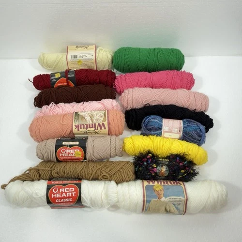 Large Lot Of Vintage Yarn Assorted Colors Red Heart Classic Wintuk 16 Skeins - product listing photo