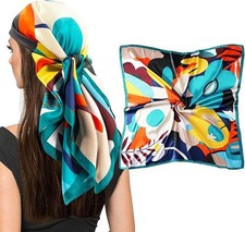 35" Square Silk Like Head Scarf - Women's Fashion Silk Feeling Scarf for Hair