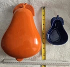 Vintage, MCM Red Wing USA Pottery Pears -  One yellow with lid, one blue