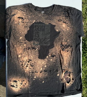 #ad God Is Dope Africa Distressed Bleach Splatter Black Cotton Men#x27;s T Shirt $14.00