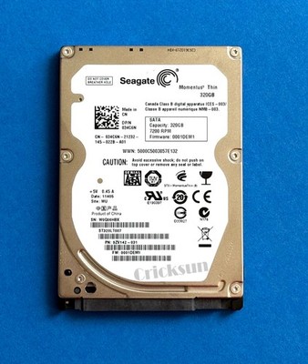 Seagate 320GB Momentus Thin SATA Drive 7200 RPM ST320LT007 Formatted NTFS 2.5''