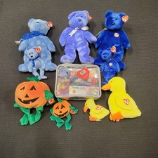 TY Lot of Beanie Buddies  Babies - Pumkin', 1999 Holiday Teddy, Quackers  More