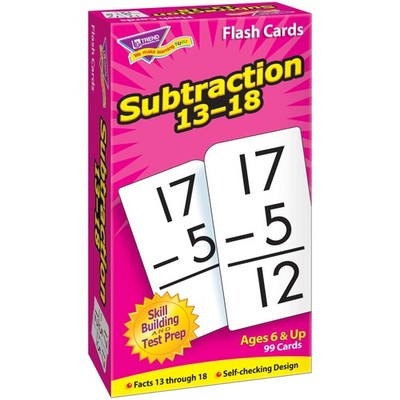 Trend Enterprises: Subtraction 13-18 Skill Drill Flash Cards, Medium, Pink 