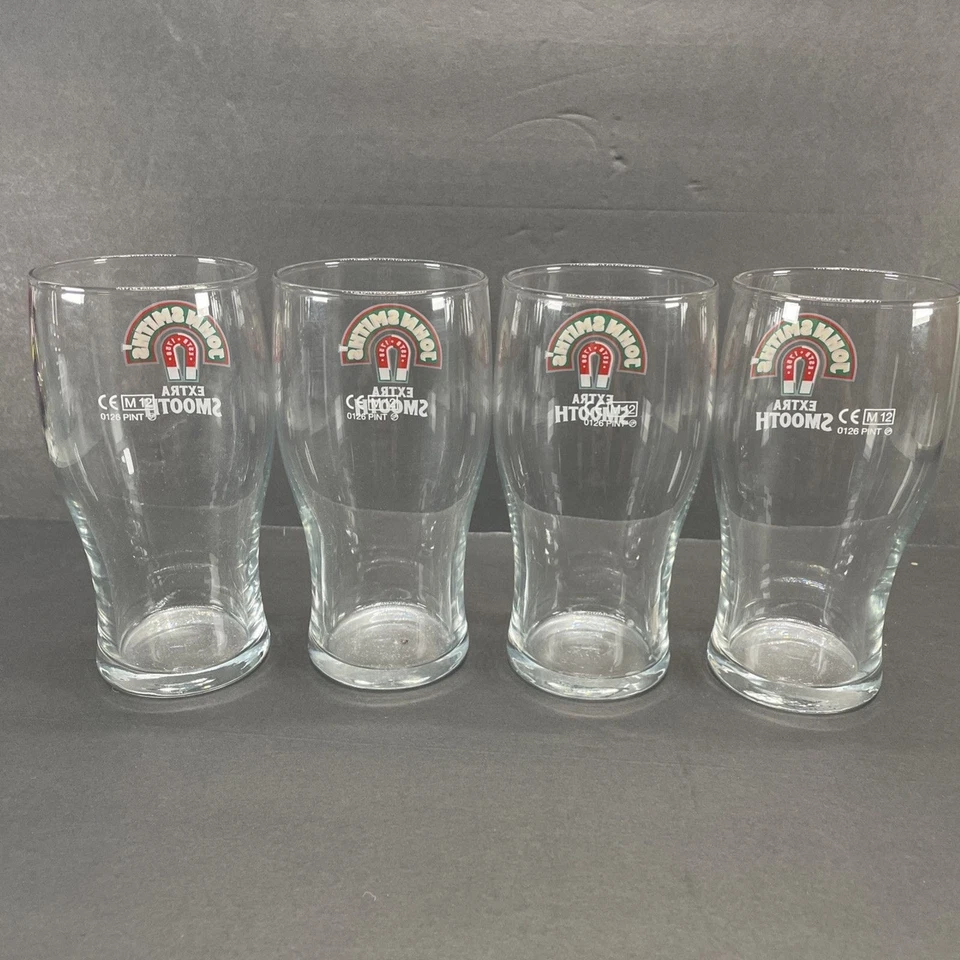 John Smiths Beer Pint Glasses Set of 4 Extra Smooth Pub Glasses Barware Man Cave - Image 2 of 4