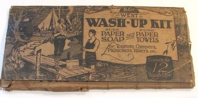 1920 Antique Rare Bay West AutomobileWash-Up Kit Tourist Camping Paper Soap
