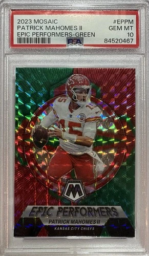 2023 Panini Mosaic Patrick Mahomes II #EP-PM Green Mosaic Prizm -GEM MT - PSA 10