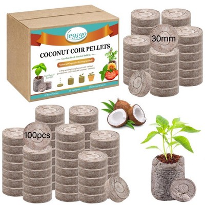 100 PCS 30mm Coco Coir Pellets Seed Starter Pods, Compressed Seed Starting Co...