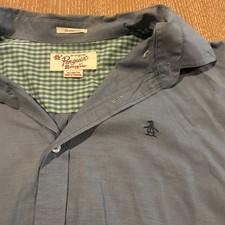 Vintage Original Penguin Mens XL Blue Camp Shirt Short Sleeve EUC