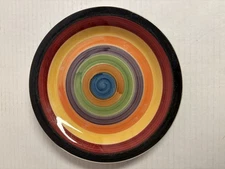 Philippe Richard Rondo Salad Plate 7 Inch Multicolor Swirl Hand Painted Ceramic