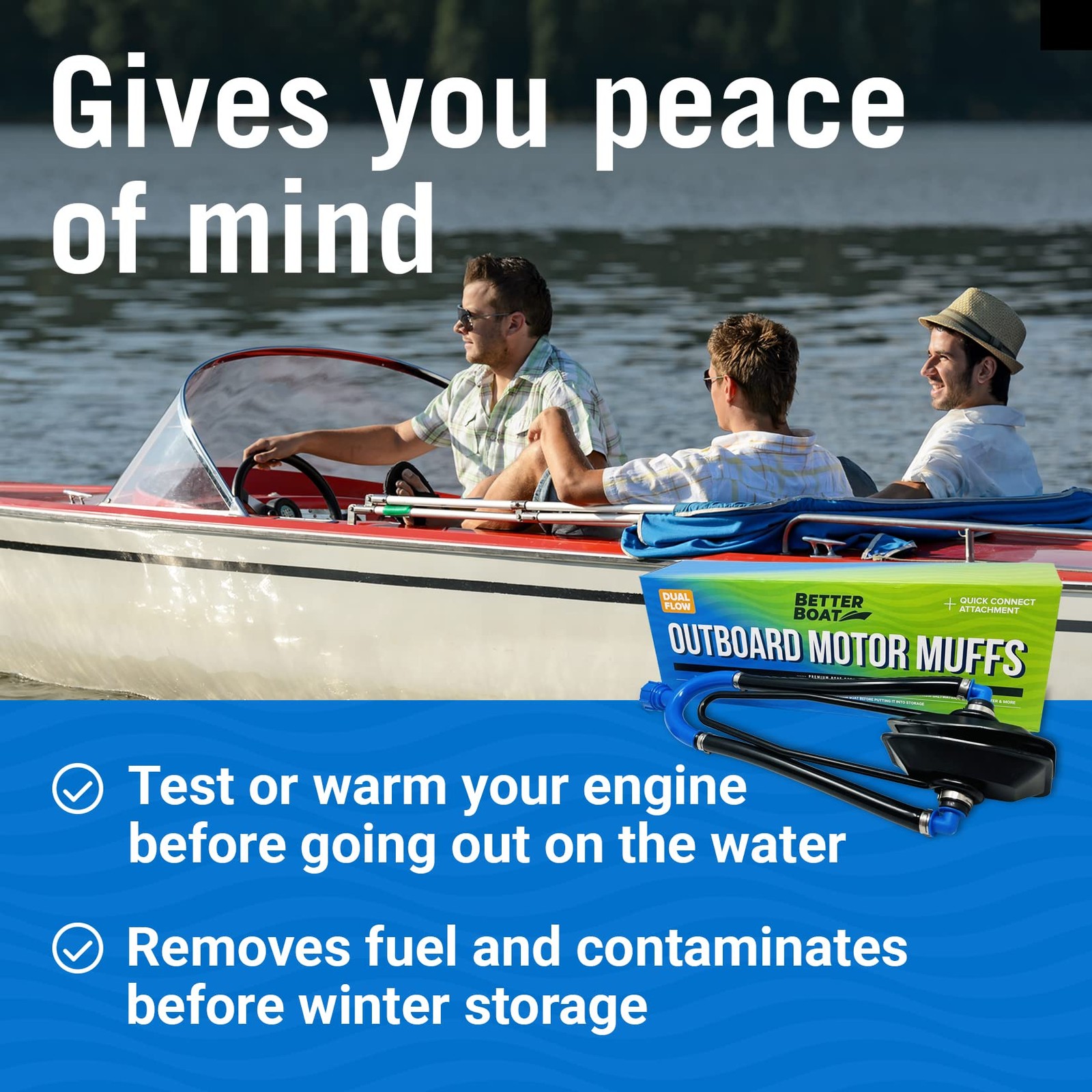 Boat Motor Muffs, Outboard & Inboard I/O Engine Flush Kit, Ear Flusher Hose A...