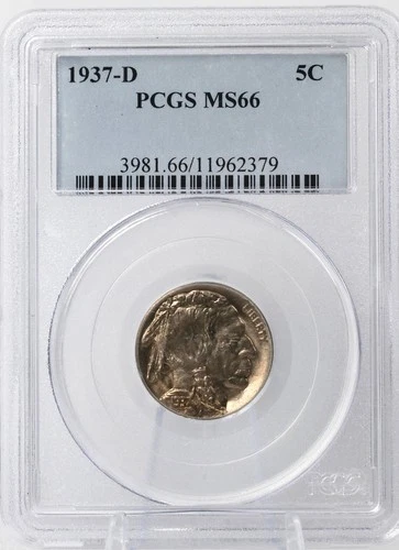 1937 D 5c Buffalo Nickel PCGS MS66