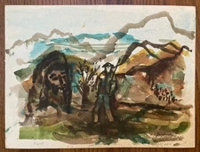 Rita Gombinski Orig Signed Watercolor 9"x12" Mid Century Abstract Expressionism