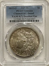 1892 O Morgan Silver Dollar PCGS AU Details VAM-5(7) Dbl Ear Top 100 Tough Date