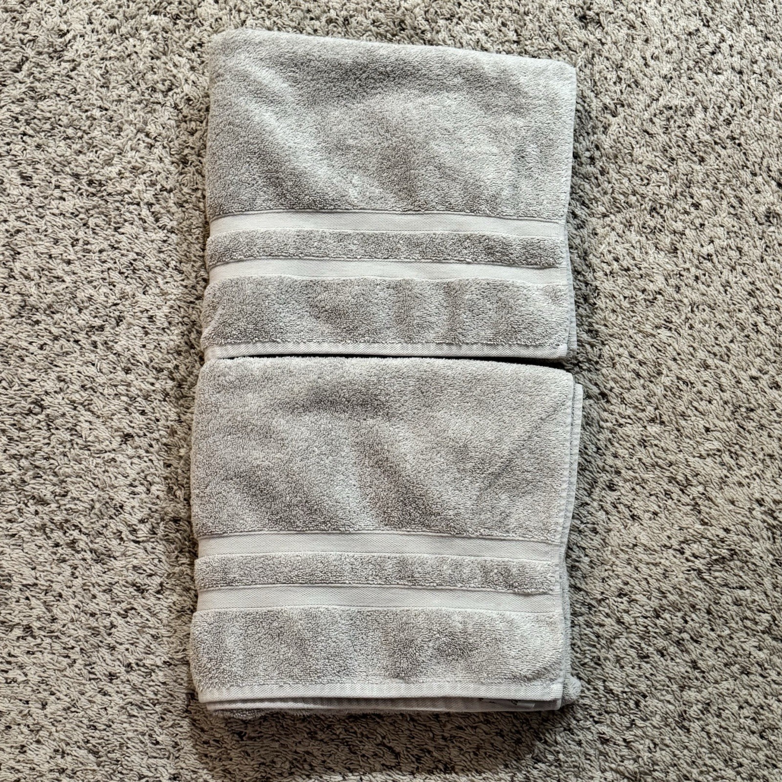 WAMSUTTA Micro Cotton Gray Bath Towels (2)  51”X 28”