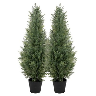Bellacat 3Ft Artificial Topiary Trees Outdoor Uv Resistant 35In Fake Cypress