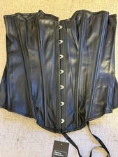 Black Faux Leather Corset Size XL Tie Back Adjustable Soft