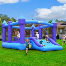 15x12ft Inflatable Bounce House for Kids w/ Blower Wider Slide  Basketball Hoop