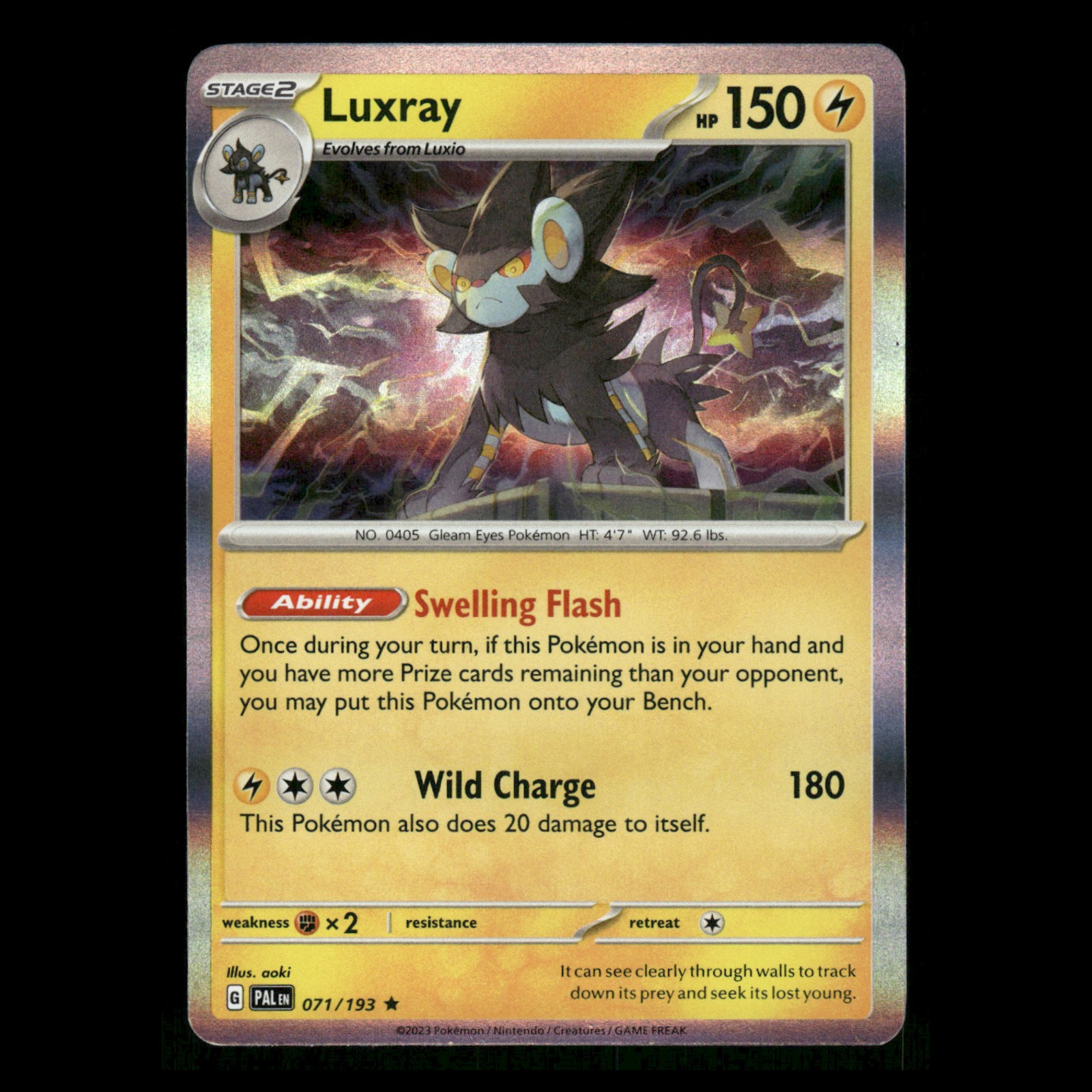 Luxray #71 2023 Scarlet - Violet Series - Paldea Evolved Rare Holo Pokemon Card