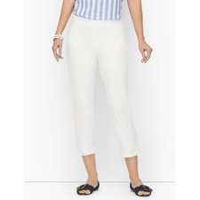NWT Talbots Women Petite Size 14 14P White Slimming Cropped Tapered Leg Pant NEW