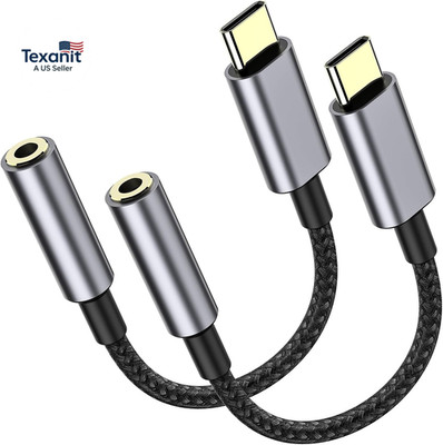 2 Pack USB C to 3.5Mm Headphone Jack Adapter   Hifi Audio Dongle, Type C to Aux