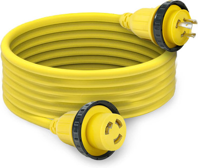 25Ft 30Amp 125V RV Power Wire Cord Marine Shore Boat L5-30 Yellow 25 Feet Heavy