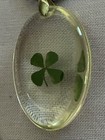 4/four Leaf Clover In Resin-18K GP Silver Tone Chain — photo 4
