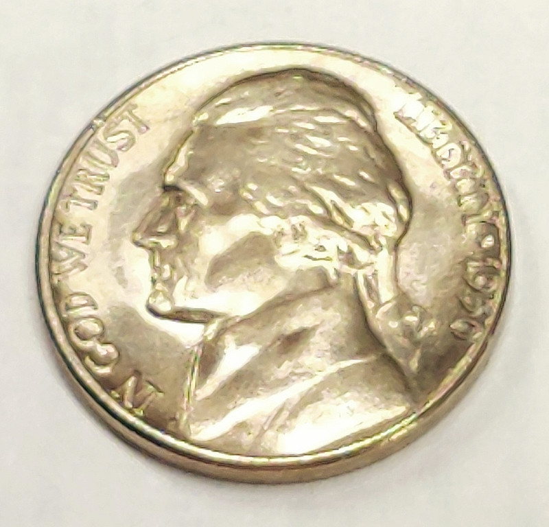 1950 D Jefferson Nickel - BU - Micro Carbon Spot - Reverse @ 10 O'clock Position