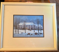 Michel Delacroix Framed Fine Art Print "La Chasse D'Hiver" Winter Hunt with COA