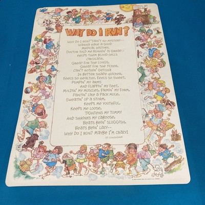VTG 1980 Hallmark Running Why I Run Inspirational Poster Funny Original 20 x14 