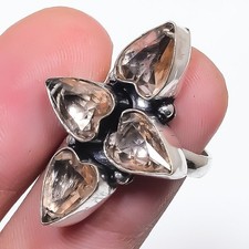 Morganite Heart Shape Gemstone Ring Handmade Birthday Gift Jewelry 6.25" FR 2019