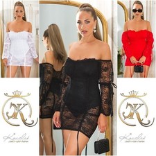 Koucla Off Shoulder Lace Bodycon Mini Dress Party Evening 3 Colours New