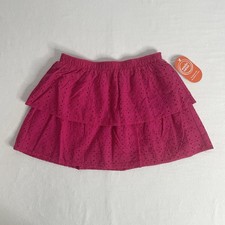 Wonder Nation Girls Magenta Lipstick Tiered Cotton Eyelet Skirt Sz L 10-12 
