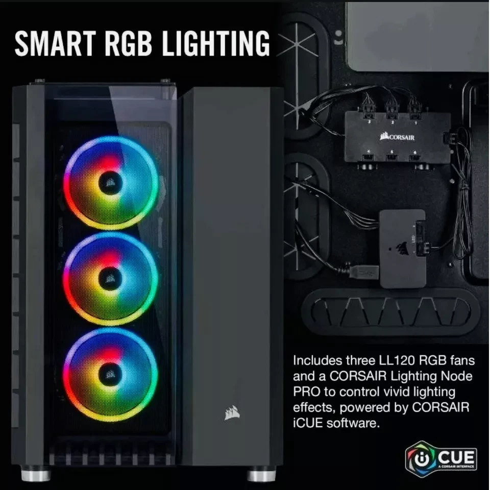 Crystal Series 680x RGB ATX high airflow Tempered Glass smart Gaming case Black - Image 4 of 4