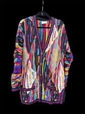 Vintage Coogi 90s Australia Knit Cardigan Unisex Bold 3D Colourful Rare Jumper L
