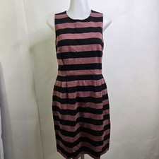 Loft striped sleeveless sheath dress 2 pink black Sleeveless Work New