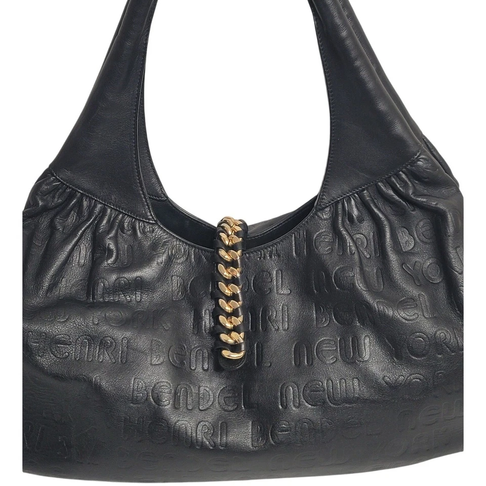Bolso de Hombro Hobo Henri Bendel Cuero Negro Cadena Dorada Bolso Grande Foto 2 de 4
