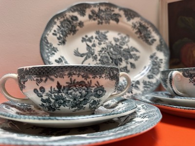 Vintage Enoch Wedgwood Asiatic Pheasant Set Of 7 Pieces MINT Rare