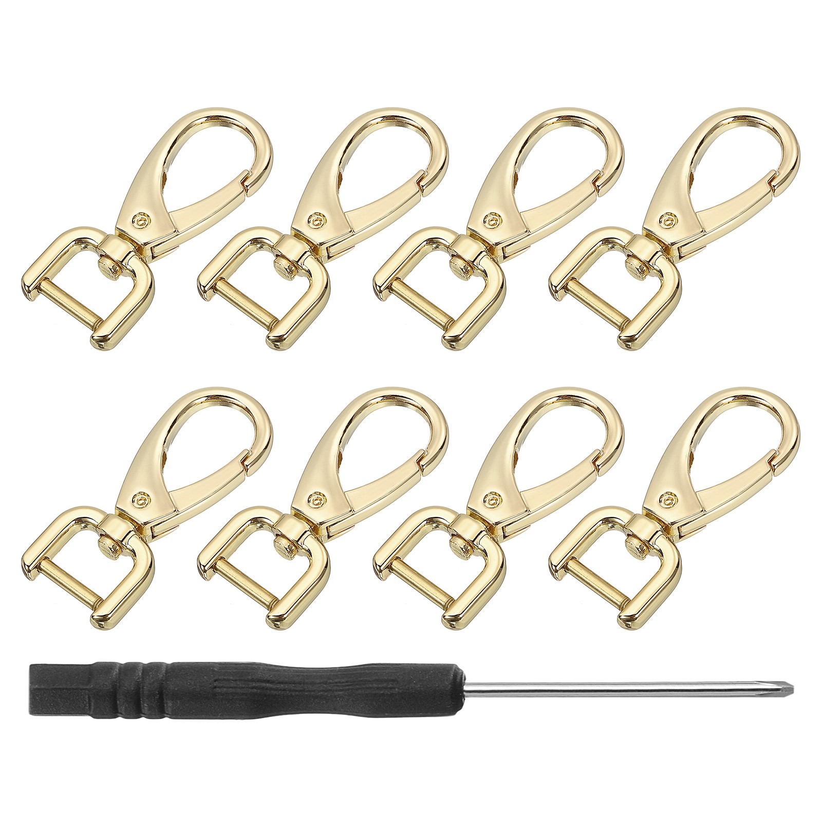 8Pcs Swivel Clasps, 0.47"" D Ring Detachable Snap Hook with Screwdriver, Gold