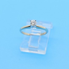 14K Yellow Gold Round Natural Diamond Solitaire .16 ct Engagement Ring Size 4.25