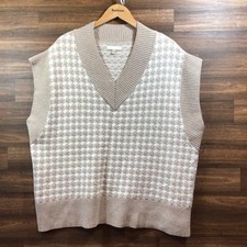 Barbour Beige/Cream Dogtooth “Brooke” Knit Tank Top/Sweater Vest Size 16 Ex Con