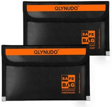 2 Pack Fireproof Money Pouch 8x5 in Small Document Bag Waterproof Safe Storage