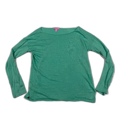 Lilly Pulitzer Alana Sea Green 100% Linen Knit Boatneck Sweater Top Small S