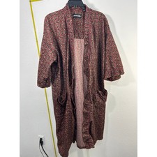 Vintage Pierre Cardin Men Robe Geometric Medallion Print Burgundy Loungewear USA