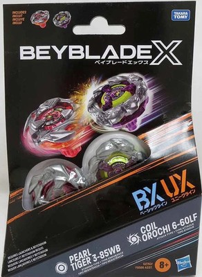 Beyblade X Coil Orochi 6-60LF UX & Pearl Tiger 3-85WB BX Dual Pack Set