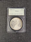 1882-S MS 64 Sliver Morgan Dollar PCGS Rattler Holder - Slight Rim Toning